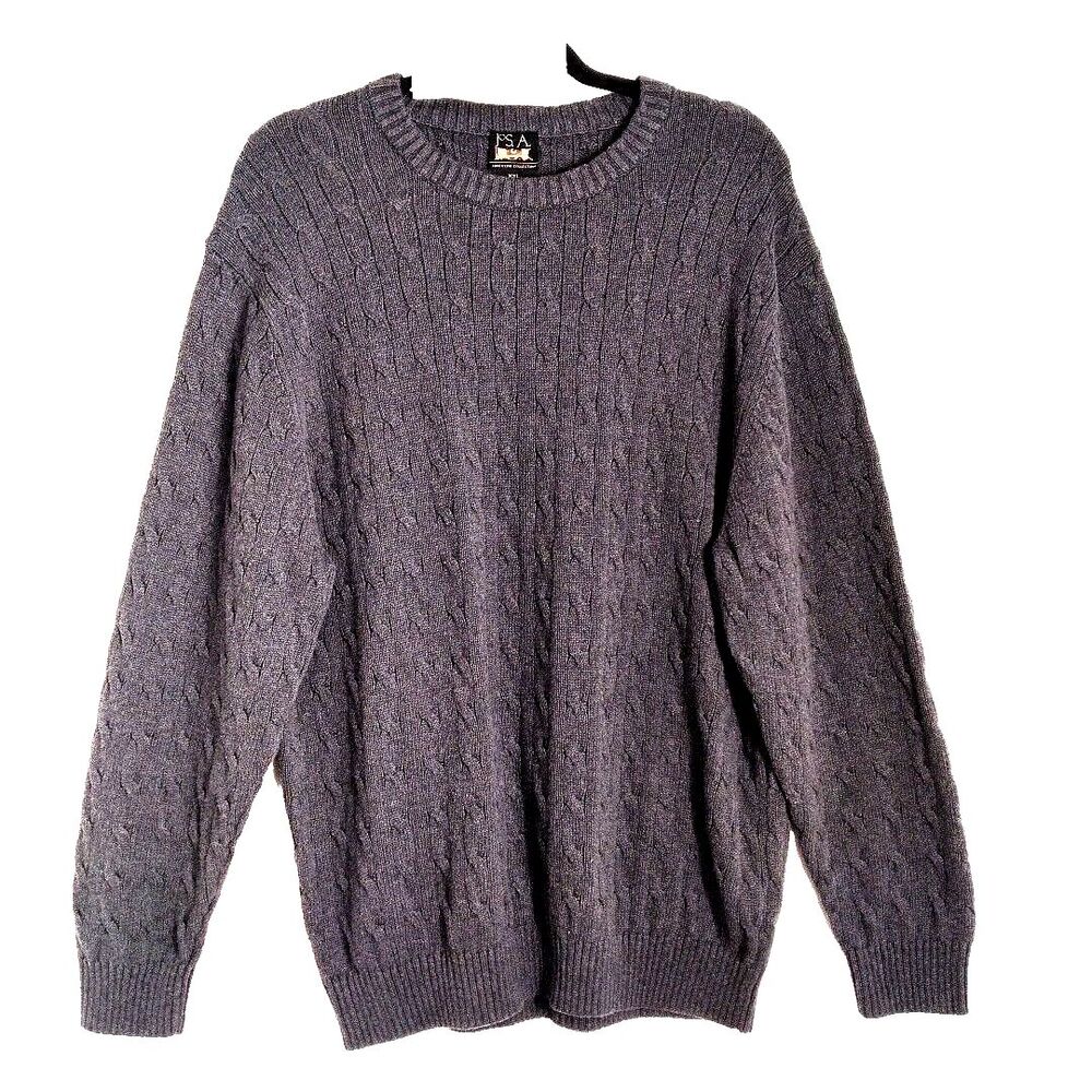 Jos A Bank Executive Collection Gray Crew Neck Long Sleeve Cable Knit Sweater 2X